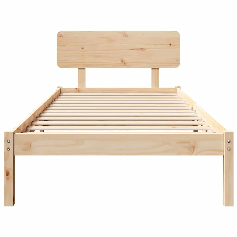 Cadre de lit avec tête de lit Naturel 90 x 200 cm Pin massif - 5