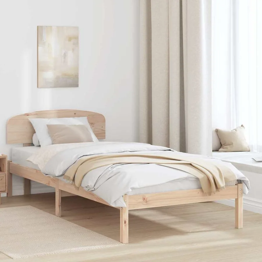 Cadre de lit avec tête de lit Naturel 90 x 190 cm Pin massif