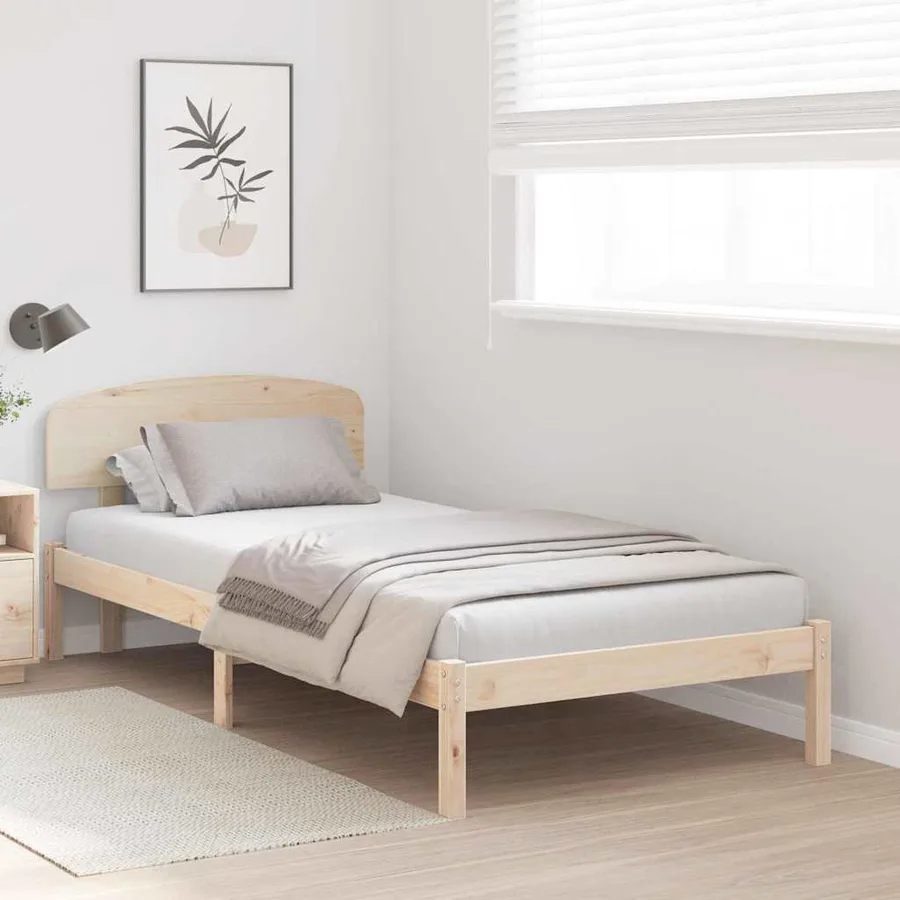 Cadre de lit avec tête de lit Naturel 90 x 190 cm Pin massif - 3