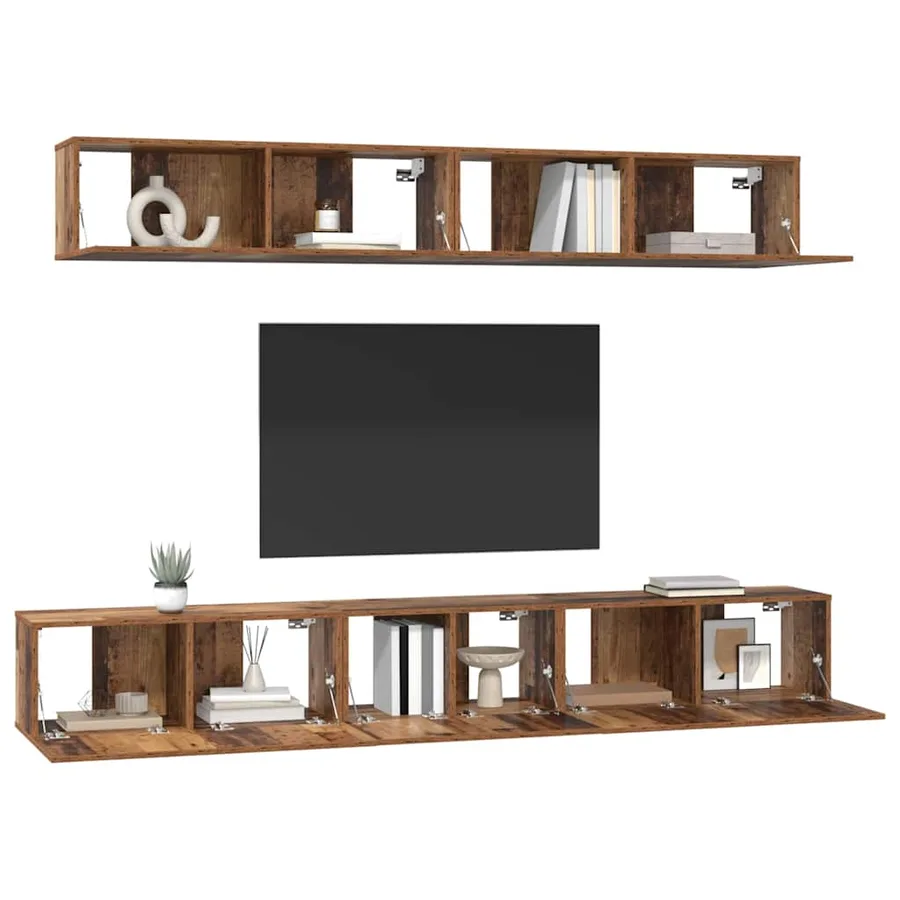 Ensemble meuble TV 5 pcs Bois Ancien Bois d'ingénierie - 3