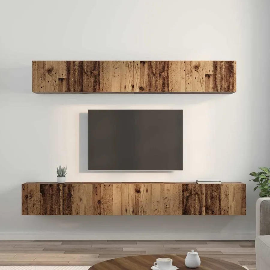Ensemble meuble TV 5 pcs Bois Ancien Bois d'ingénierie - 4