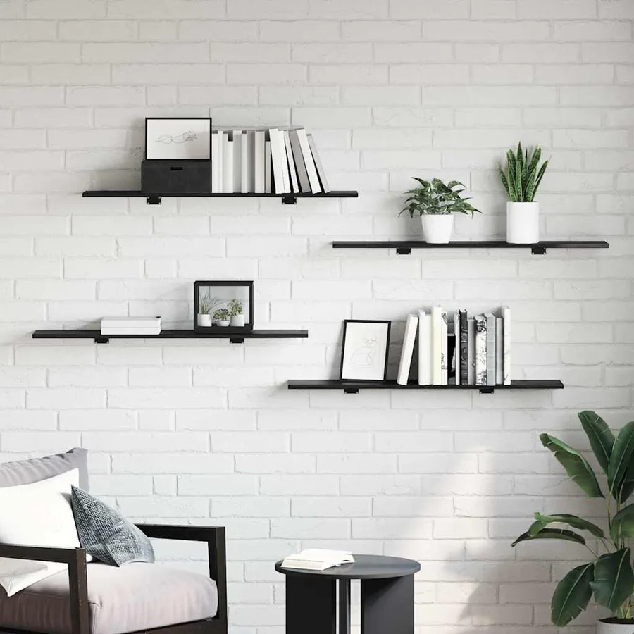 Étagère à livres 4 pcs Noir 100 x 20 x 1,5 cm Bois d'ingénierie - 3