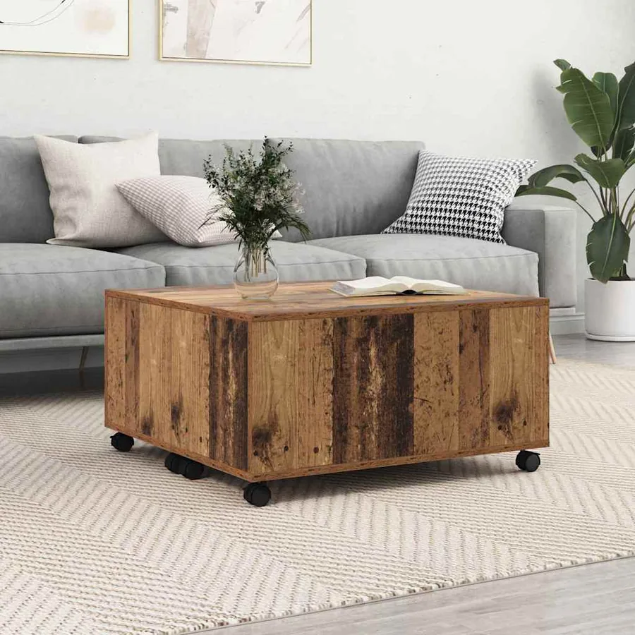 Table basse Bois ancien 75 x 75 x 38 cm Bois d'ingénierie