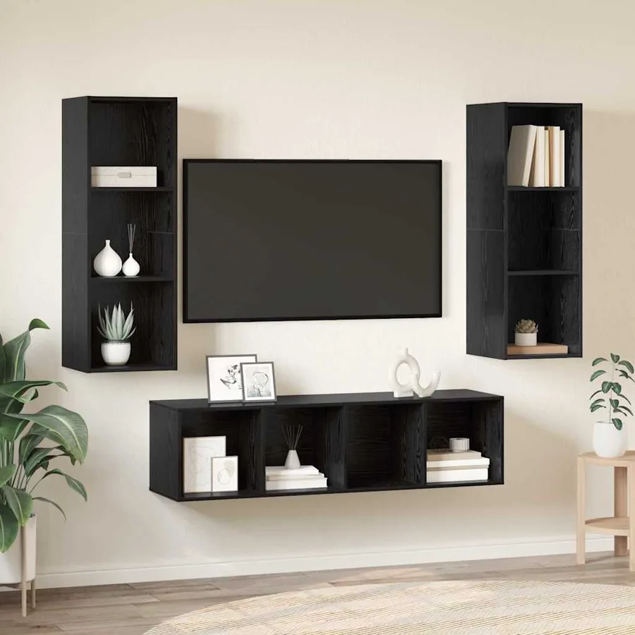 Ensemble meuble TV 3 pcs Chêne noir Bois d'ingénierie
