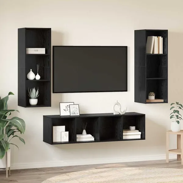 Ensemble meuble TV 3 pcs Chêne noir Bois d'ingénierie