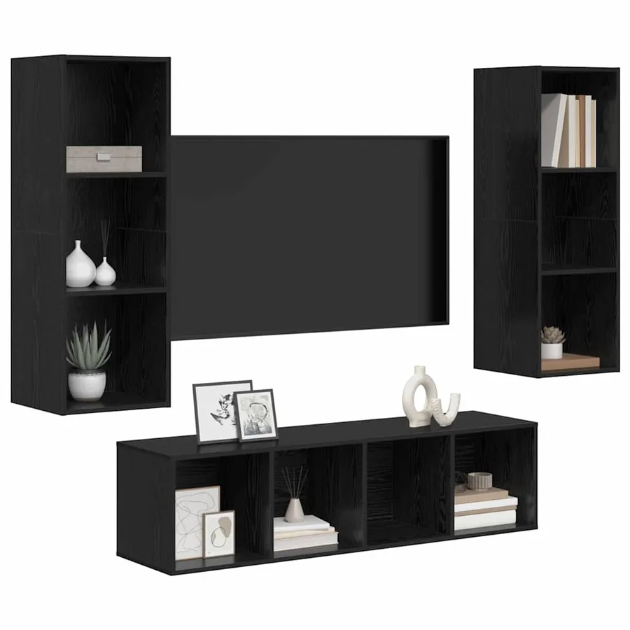 Ensemble meuble TV 3 pcs Chêne noir Bois d'ingénierie - 3