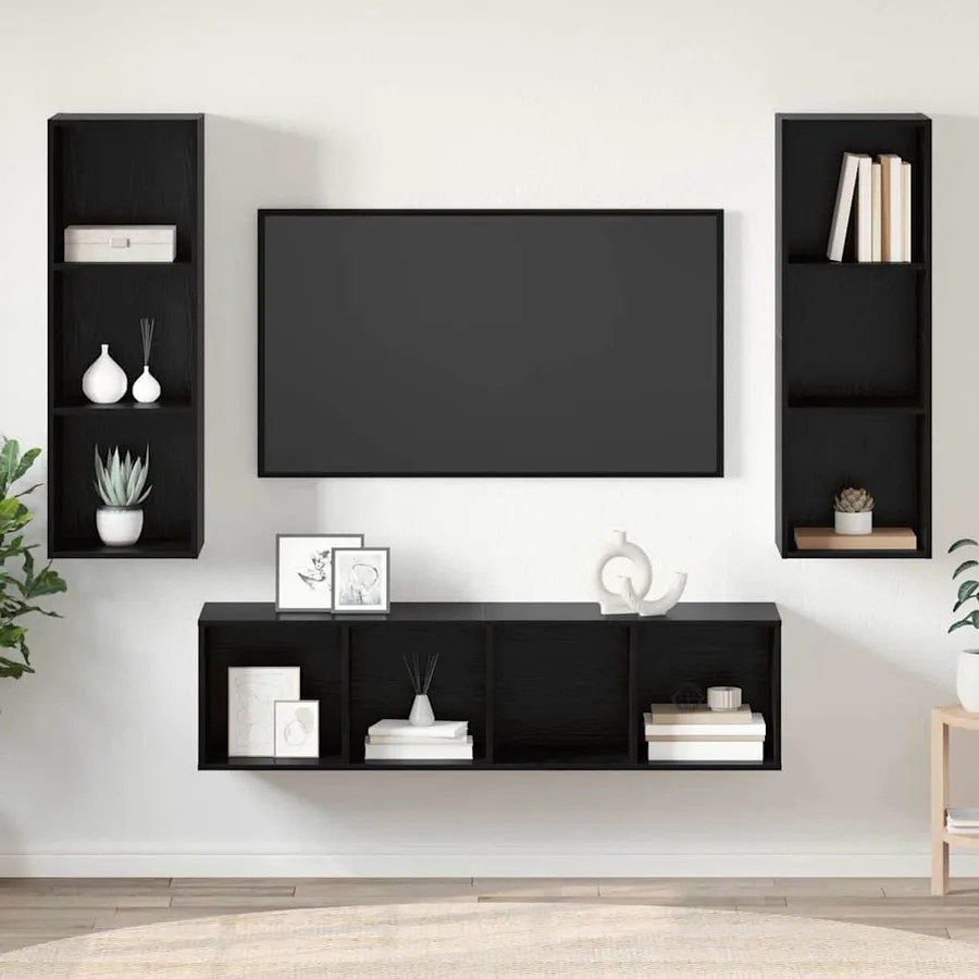 Ensemble meuble TV 3 pcs Chêne noir Bois d'ingénierie - 4
