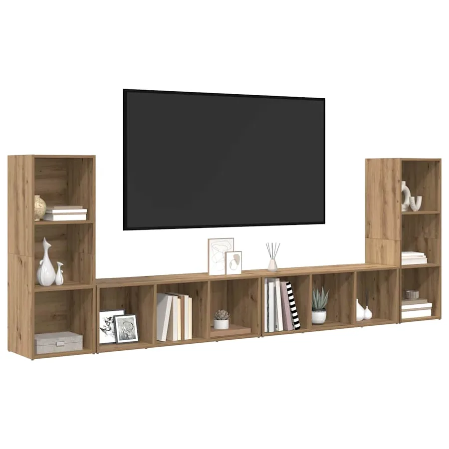 Ensemble meuble TV 4 pcs Chêne artisanal Bois d'ingénierie - 3
