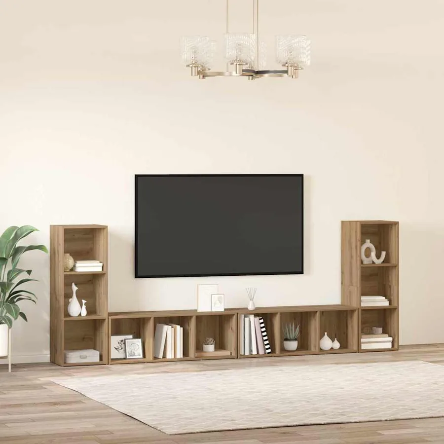 Ensemble meuble TV 4 pcs Chêne artisanal Bois d'ingénierie - 4