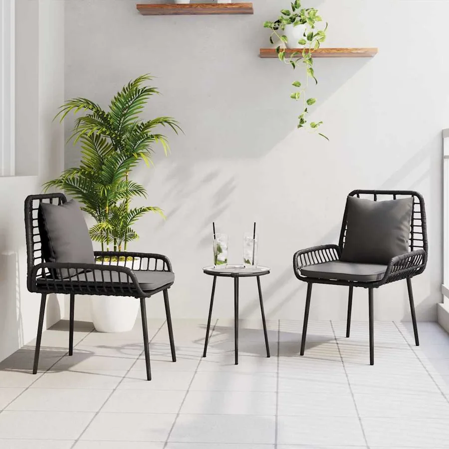 Ensemble de salle à manger pour jardin 3 pcs Noir et anthracite