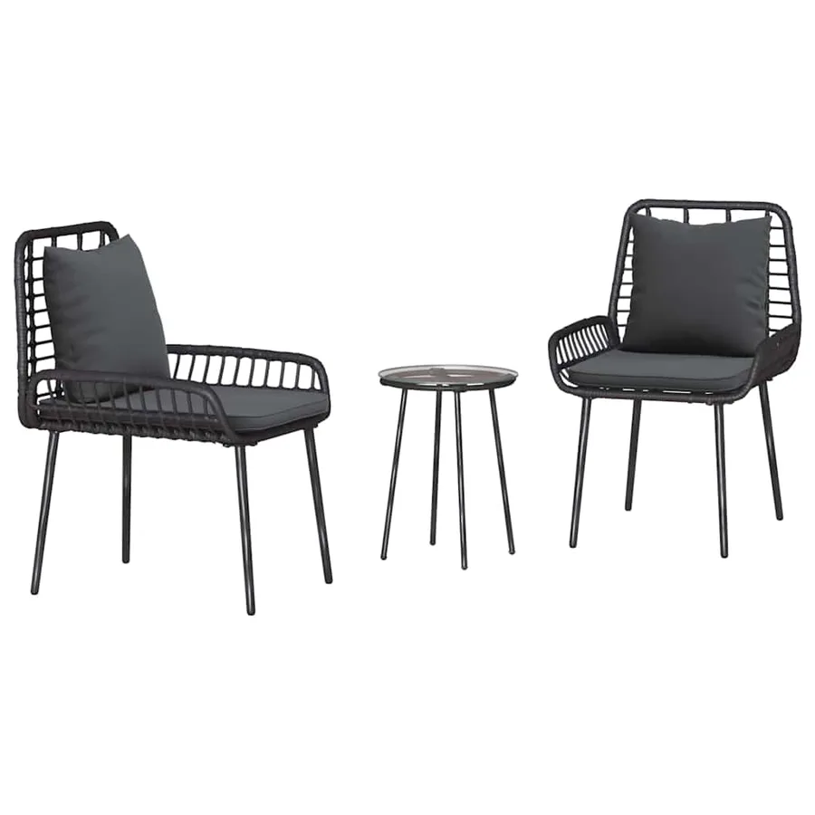Ensemble de salle à manger pour jardin 3 pcs Noir et anthracite - 2