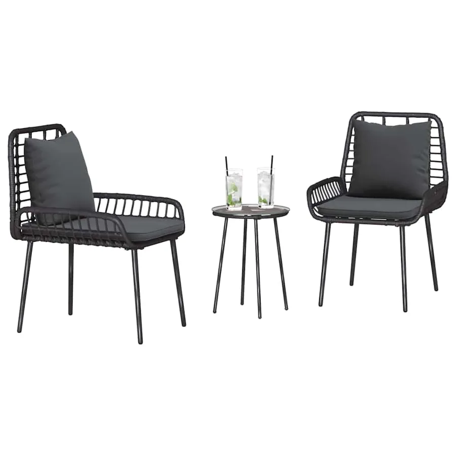 Ensemble de salle à manger pour jardin 3 pcs Noir et anthracite - 3