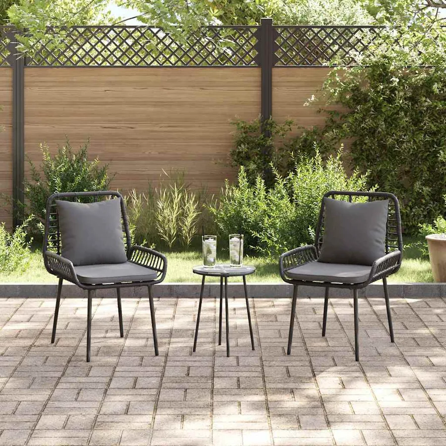 Ensemble de salle à manger pour jardin 3 pcs Noir et anthracite - 4
