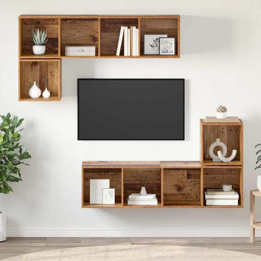 Ensemble meuble TV 4 pcs Bois Ancien Bois d'ingénierie