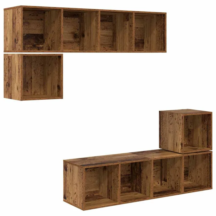 Ensemble meuble TV 4 pcs Bois Ancien Bois d'ingénierie - 2