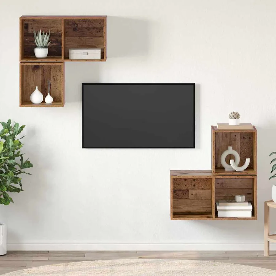 Ensemble meuble TV 4 pcs Bois Ancien Bois d'ingénierie