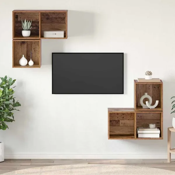 Ensemble meuble TV 4 pcs Bois Ancien Bois d'ingénierie