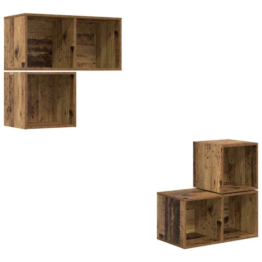 Ensemble meuble TV 4 pcs Bois Ancien Bois d'ingénierie - 2