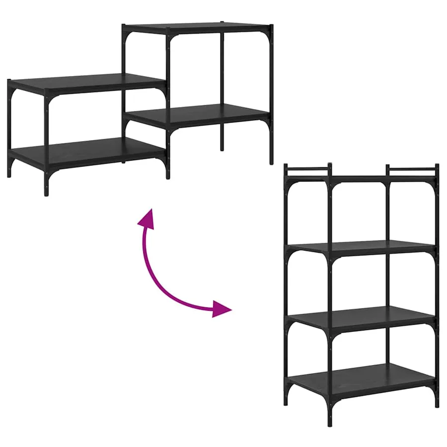 Étagère à livres 4 pcs Noir 60 x 40 x 1,5 cm Bois d'ingénierie - 8