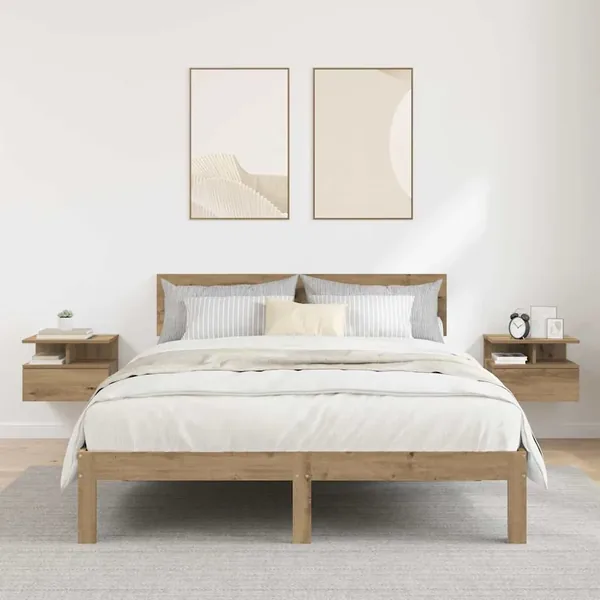 Table de nuit flottante 2 pc Chêne artisanal 40 x 31 x 28 cm