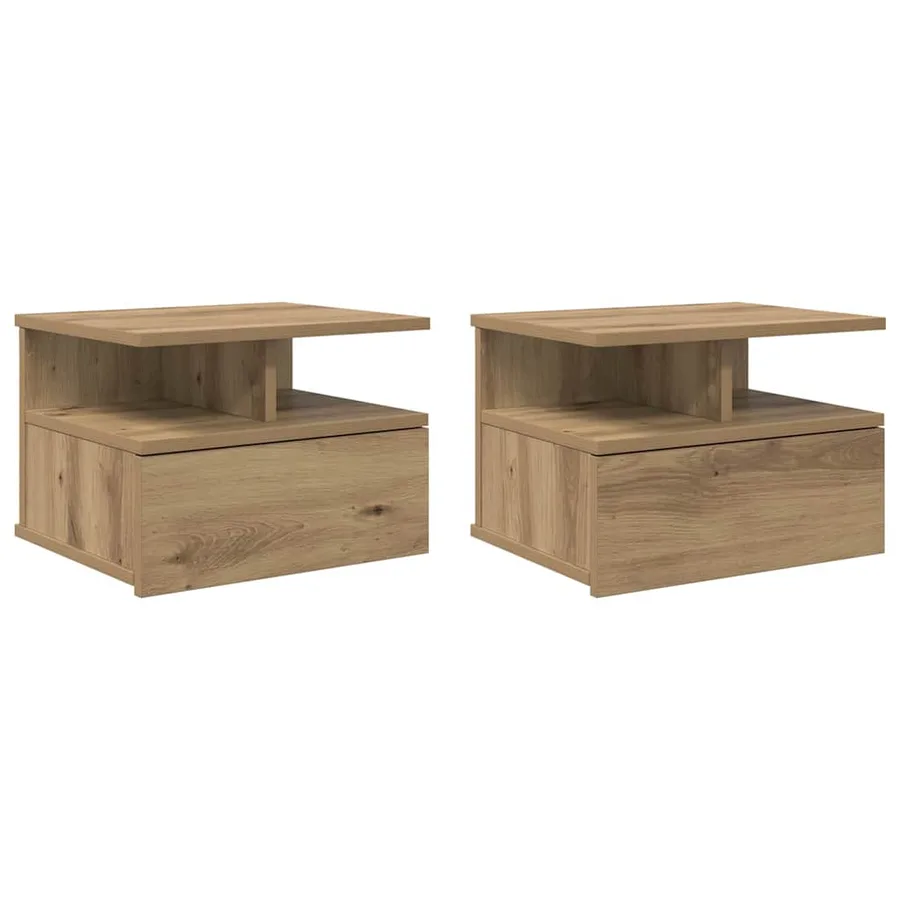 Table de nuit flottante 2 pc Chêne artisanal 40 x 31 x 28 cm - 2