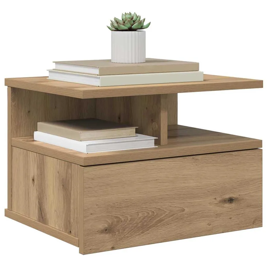 Table de nuit flottante 2 pc Chêne artisanal 40 x 31 x 28 cm - 3