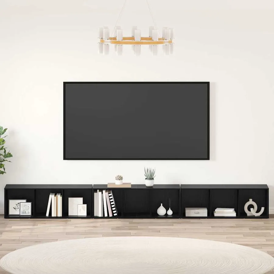 Ensemble meuble TV 3 pcs Chêne noir 37 x 35 x 107 cm