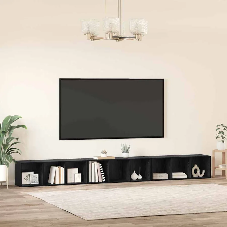 Ensemble meuble TV 3 pcs Chêne noir 37 x 35 x 107 cm - 4