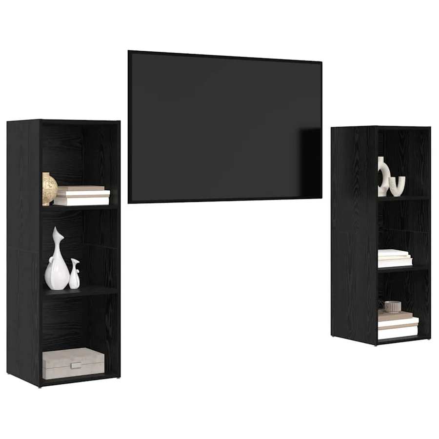 Ensemble meuble TV 2 pcs Chêne noir 107 x 35 x 37 cm - 3