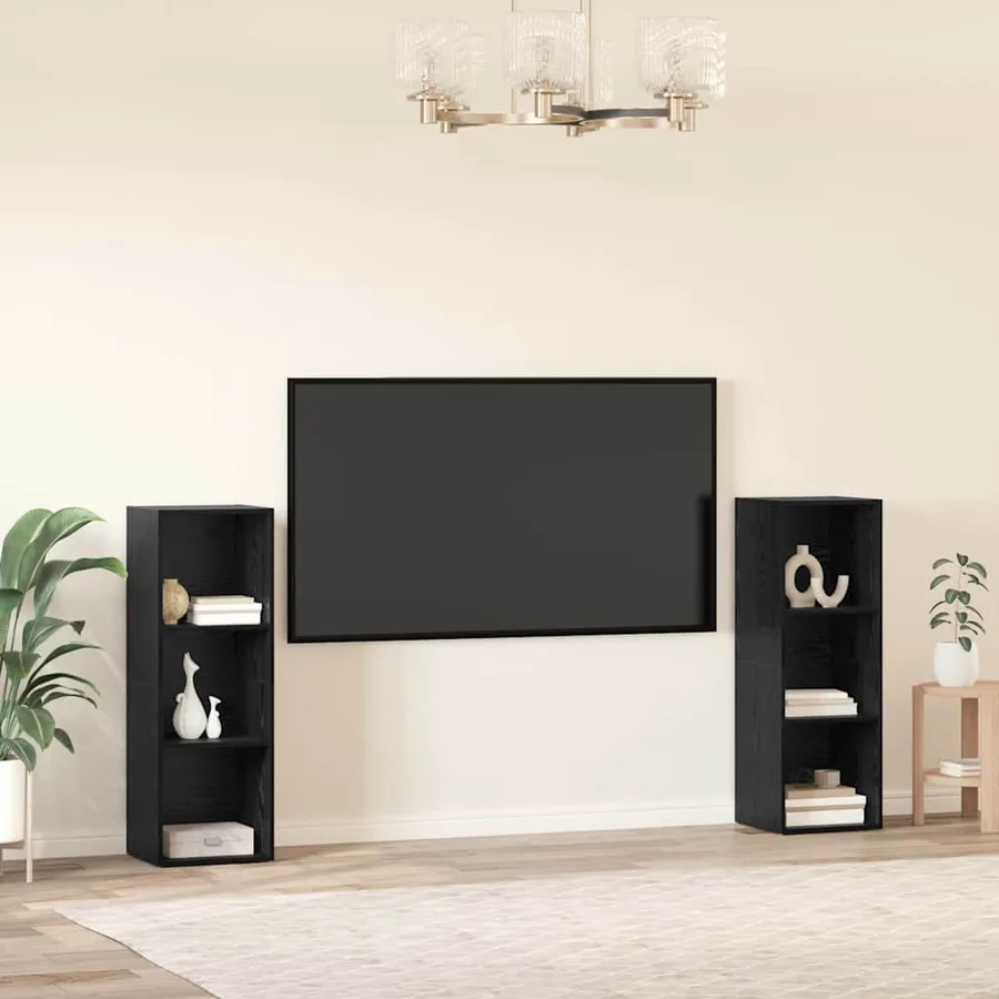 Ensemble meuble TV 2 pcs Chêne noir 107 x 35 x 37 cm - 4