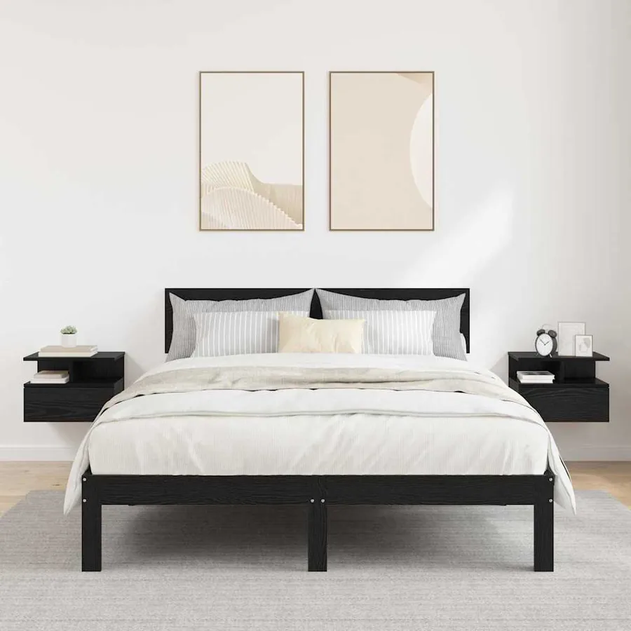 Table de nuit flottante 2 pcs Chêne noir 40 x 31 x 28 cm