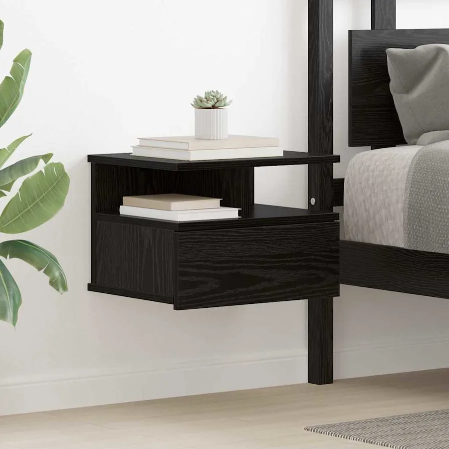 Table de nuit flottante 2 pcs Chêne noir 40 x 31 x 28 cm - 4