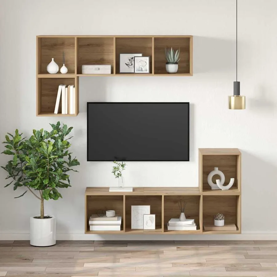 Ensemble meuble TV 37 x 37 x 107 cm Chêne artisanal - 6