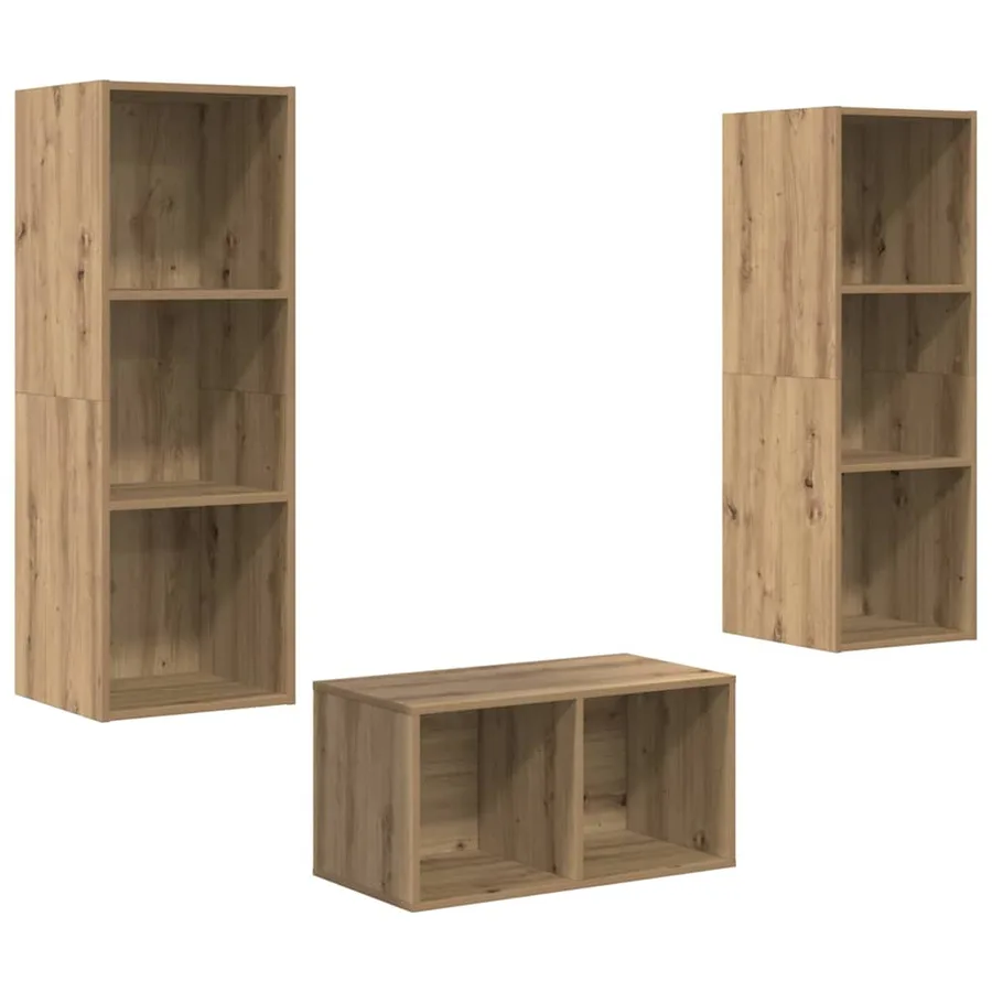 Ensemble meuble TV Chêne artisanal Bois d'ingénierie - 2