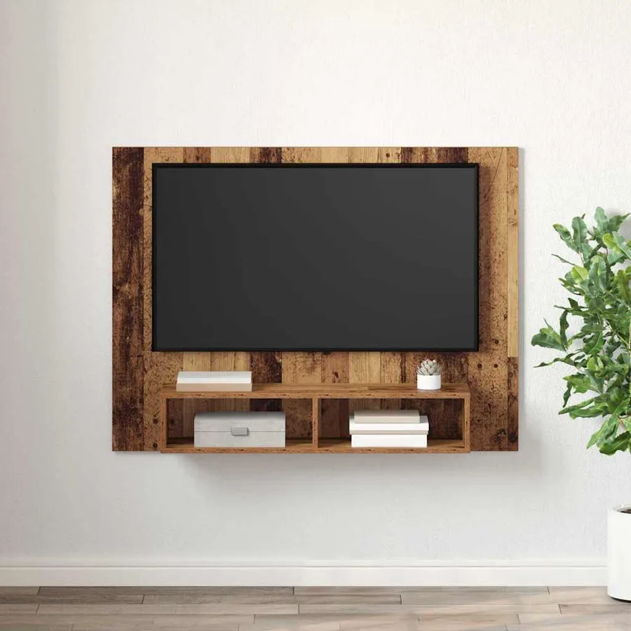 Ensemble meuble TV Montage mural Bois Ancien 120 x 23,5 x 90 cm - 4