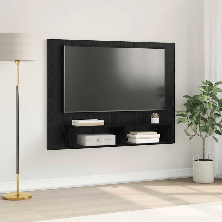 Ensemble meuble TV Montage mural Chêne noir 120 x 23,5 x 90 cm