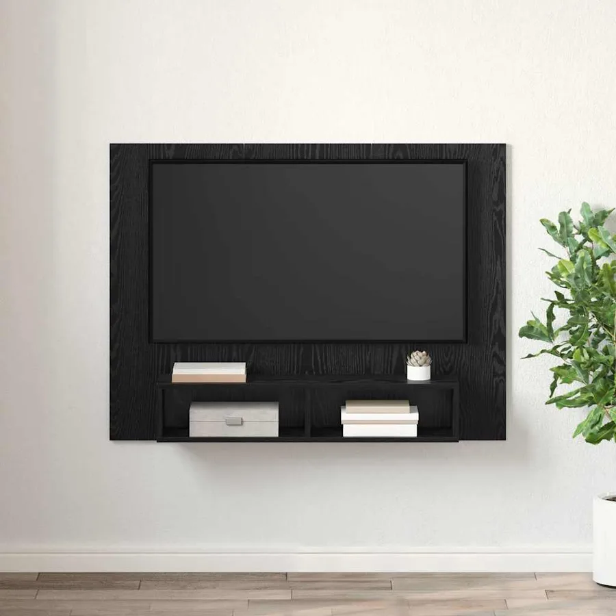 Ensemble meuble TV Montage mural Chêne noir 120 x 23,5 x 90 cm - 4