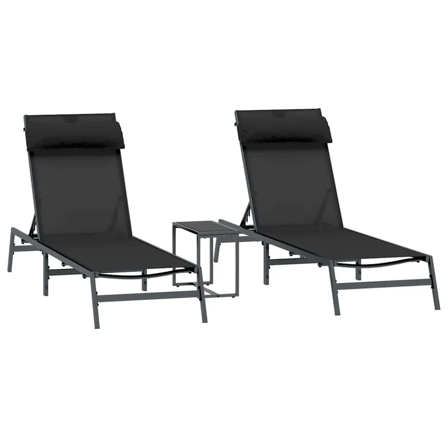 Transats 2-personne 3 pcs Noir et anthracite Acier - 2