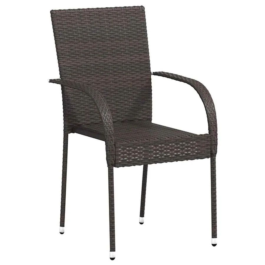 Chaises empilables d'extérieur lot de 6 Résine tressée Marron - 3