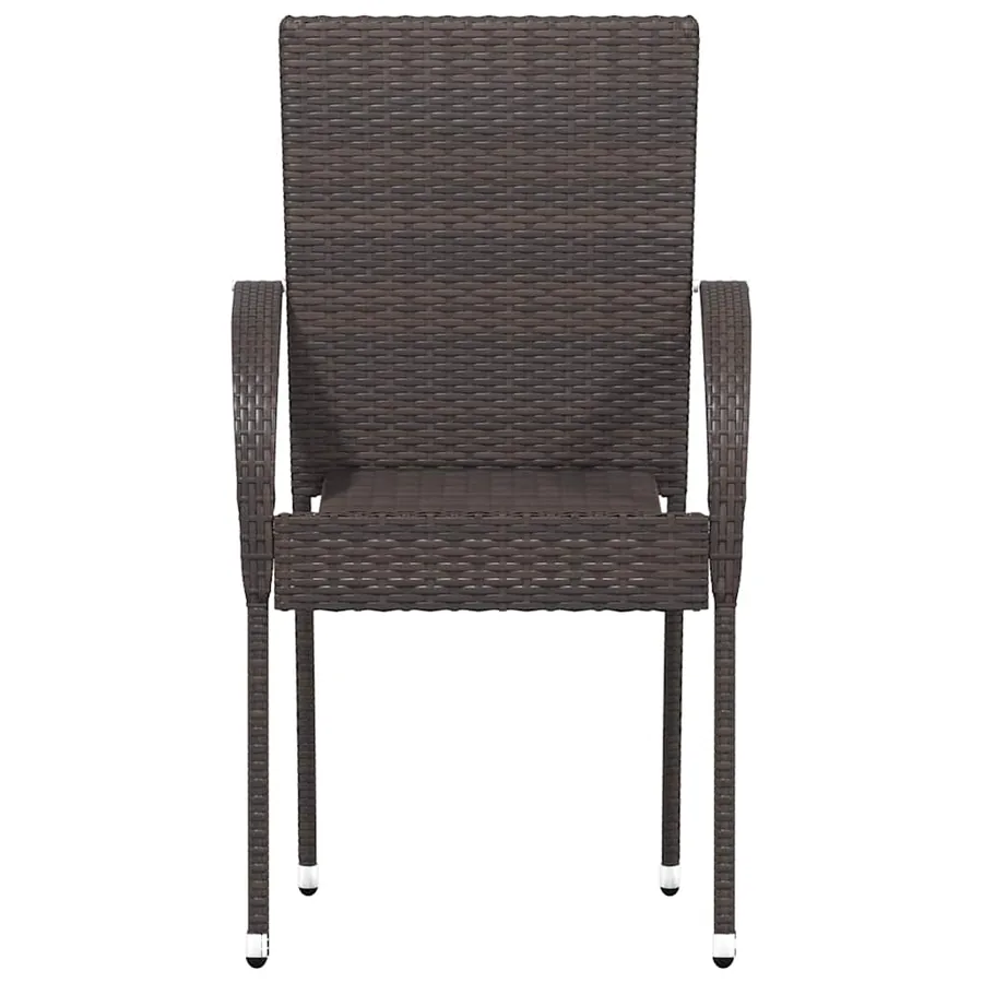 Chaises empilables d'extérieur lot de 6 Résine tressée Marron - 4