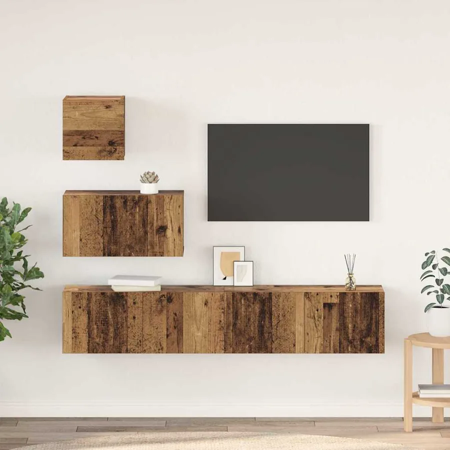 Ensemble meuble TV 4 pcs Bois Ancien Bois d'ingénierie