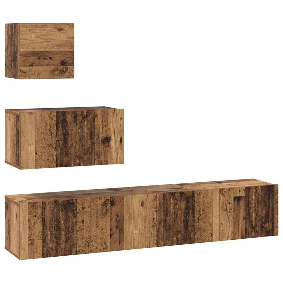 Ensemble meuble TV 4 pcs Bois Ancien Bois d'ingénierie - 2