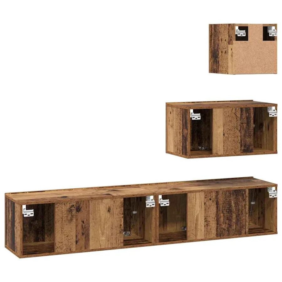 Ensemble meuble TV 4 pcs Bois Ancien Bois d'ingénierie - 8