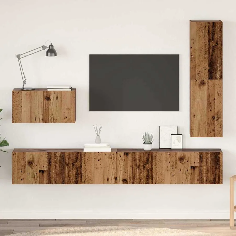 Ensemble meuble TV 4 pcs Bois Ancien Bois d'ingénierie