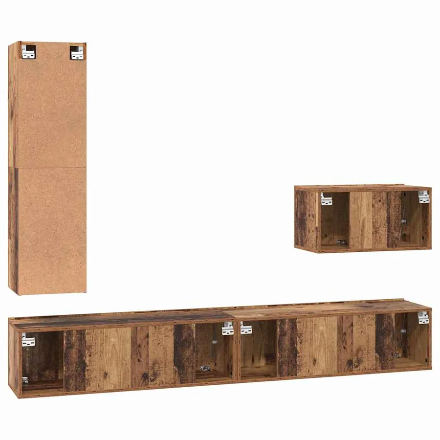 Ensemble meuble TV 4 pcs Bois Ancien Bois d'ingénierie - 10