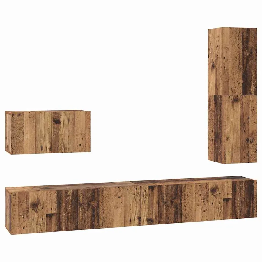 Ensemble meuble TV 4 pcs Bois Ancien Bois d'ingénierie - 2