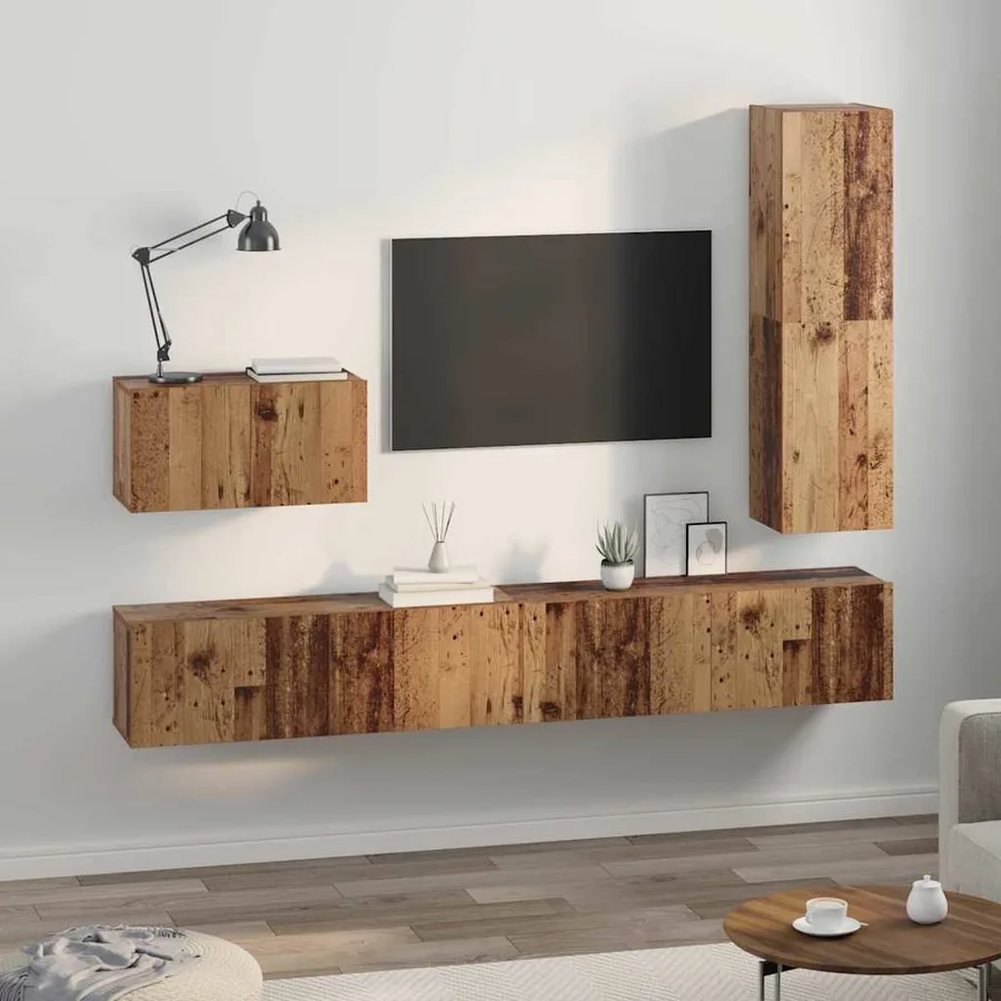 Ensemble meuble TV 4 pcs Bois Ancien Bois d'ingénierie - 4