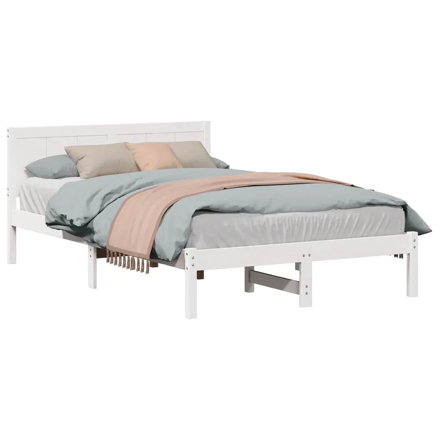 Cadre de lit Blanc 140 x 190 cm Bois de pin massif - 2