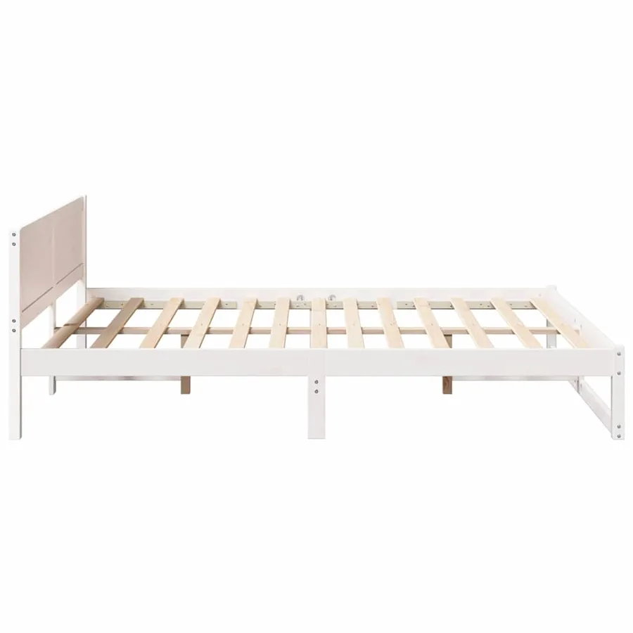 Cadre de lit avec tête de lit Blanc 150 x 200 cm Pin massif - 6