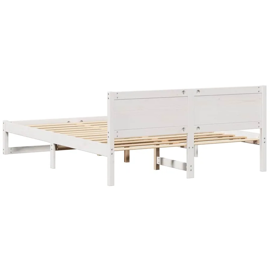 Cadre de lit avec tête de lit Blanc 150 x 200 cm Pin massif - 7
